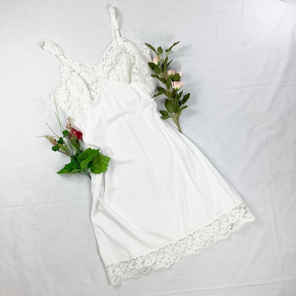 Vintage 60s White lace slip dress